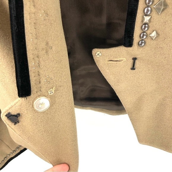 Double D Ranch Wool Blend Jacket Studded Western Blazer Long Sleeve Tan Sz Small - Picture 5 of 11